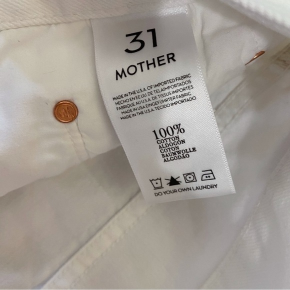 MOTHER The loosey ripped white high rise jeans button fly strech 100% cotton  31 - Picture 5 of 15